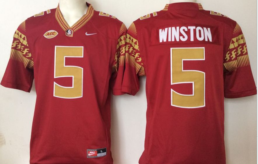 Men Florida State Seminoles FSU #5 Winston Red Nike 2025 NCAA Jersey